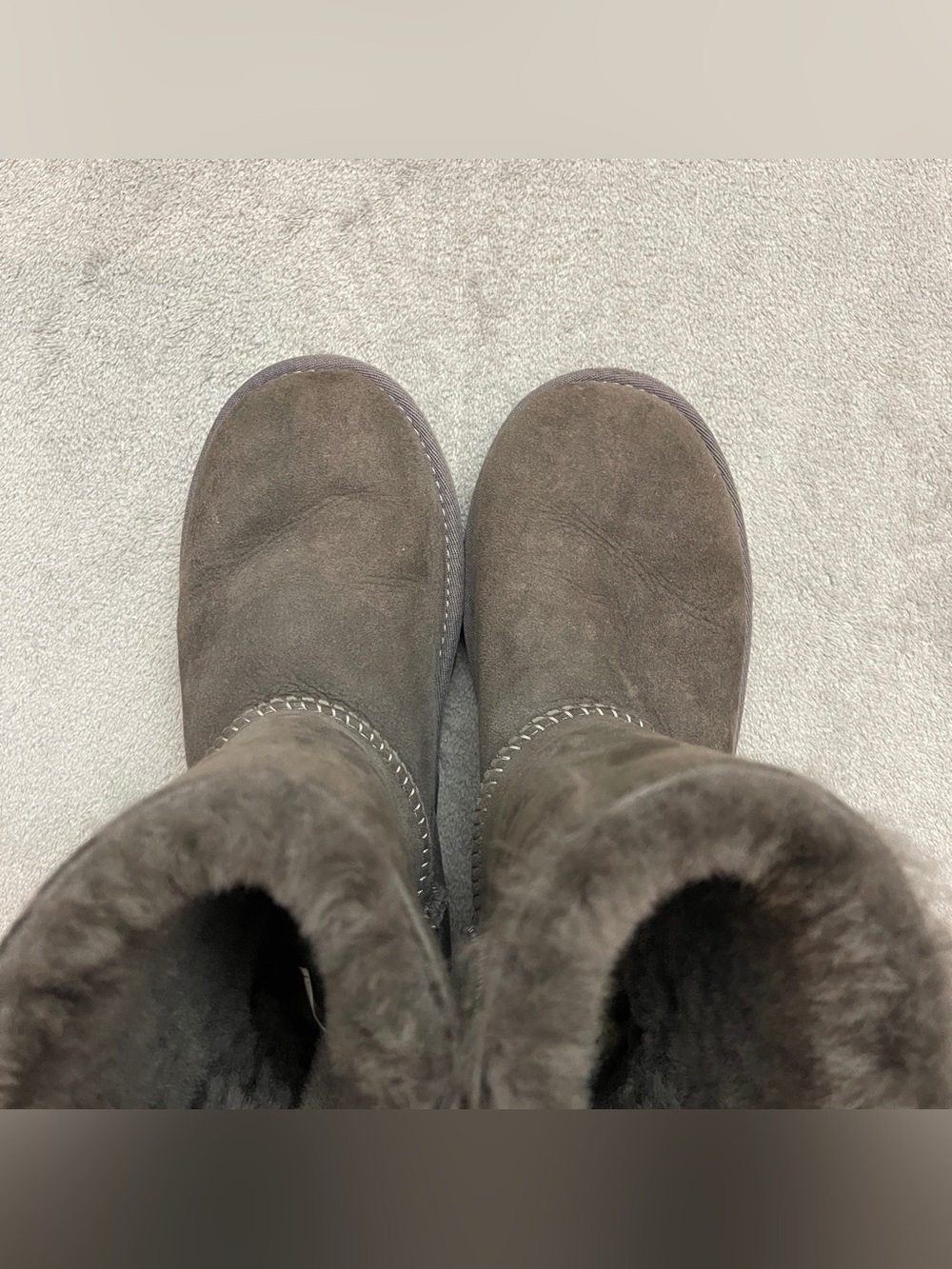 UGG Bailey Bow II Gray Suede Shearling Lined Bow Pull On Mid-Calf Boot Size 4 - Picture 4 of 9